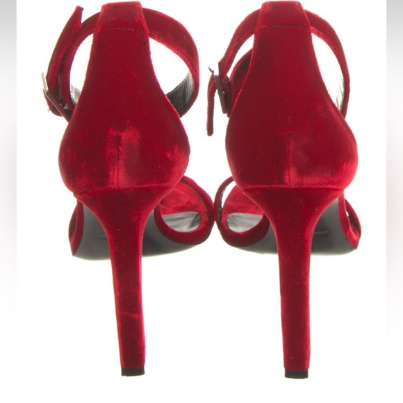 Saint Laurent Red Velvet Heels - Picture 3 of 3